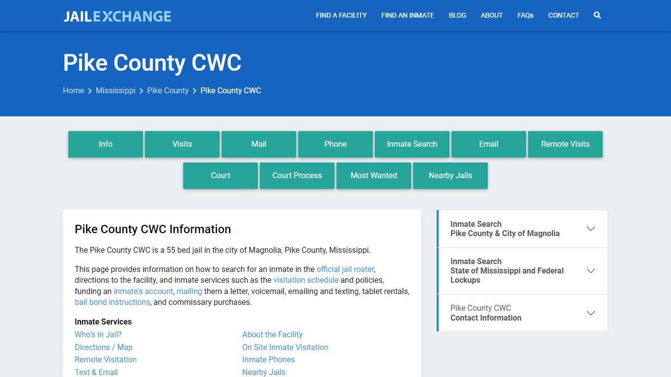 Pike County CWC, MS Inmate Search, Information - Jail Exchange
